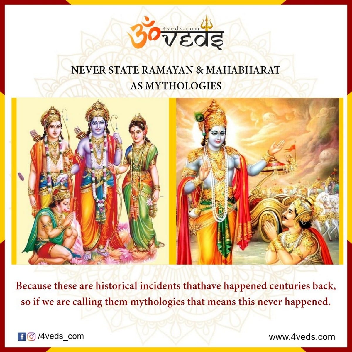 Never State Ramayan Mahabharat As Mythologies
