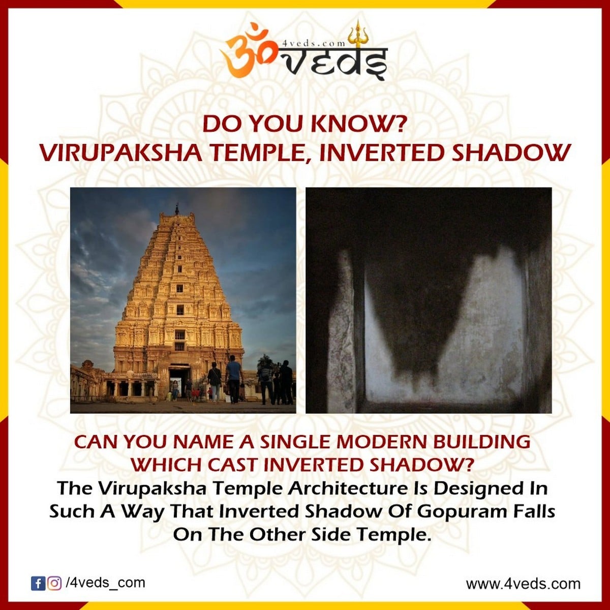 The Inverted Shadow At Virupaksha Temple